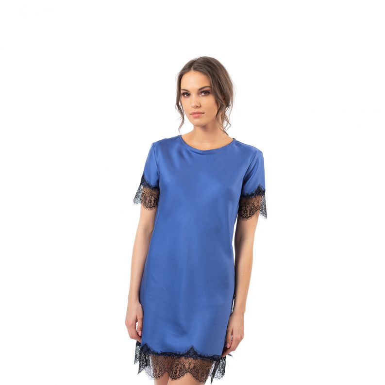 Women's t-nightgown "BLUE&BLACKSHORT"