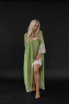 Nightwear robe set: GREEN & CHAMPAGNE Long
