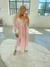 Women's long robe: PINK & WHITE Roll Long