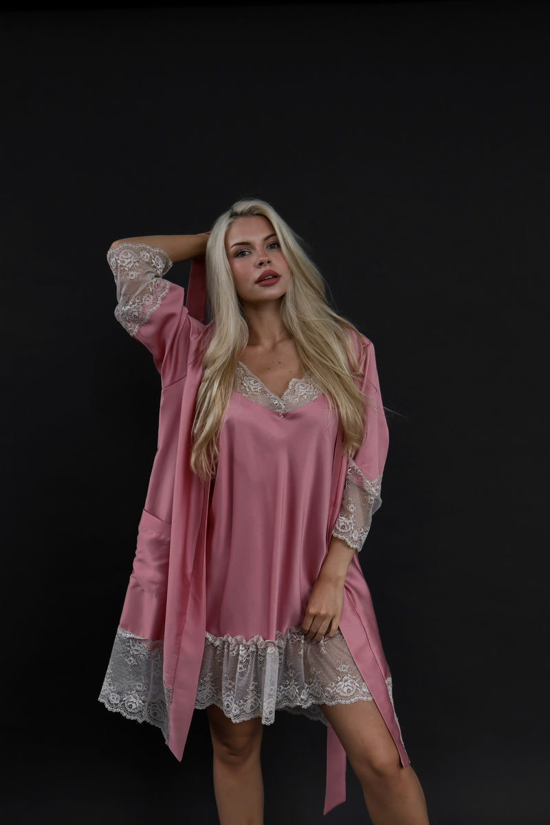 Nightwear robe set: PINK & LATTE