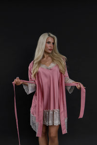 Nightwear robe set: PINK & LATTE
