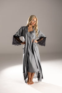 Nightwear robe set: GRAY & BLACK roll long