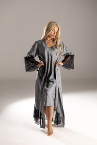 Nightwear robe set: GRAY & BLACK roll long