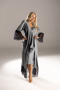 Nightwear robe set: GRAY & BLACK roll long
