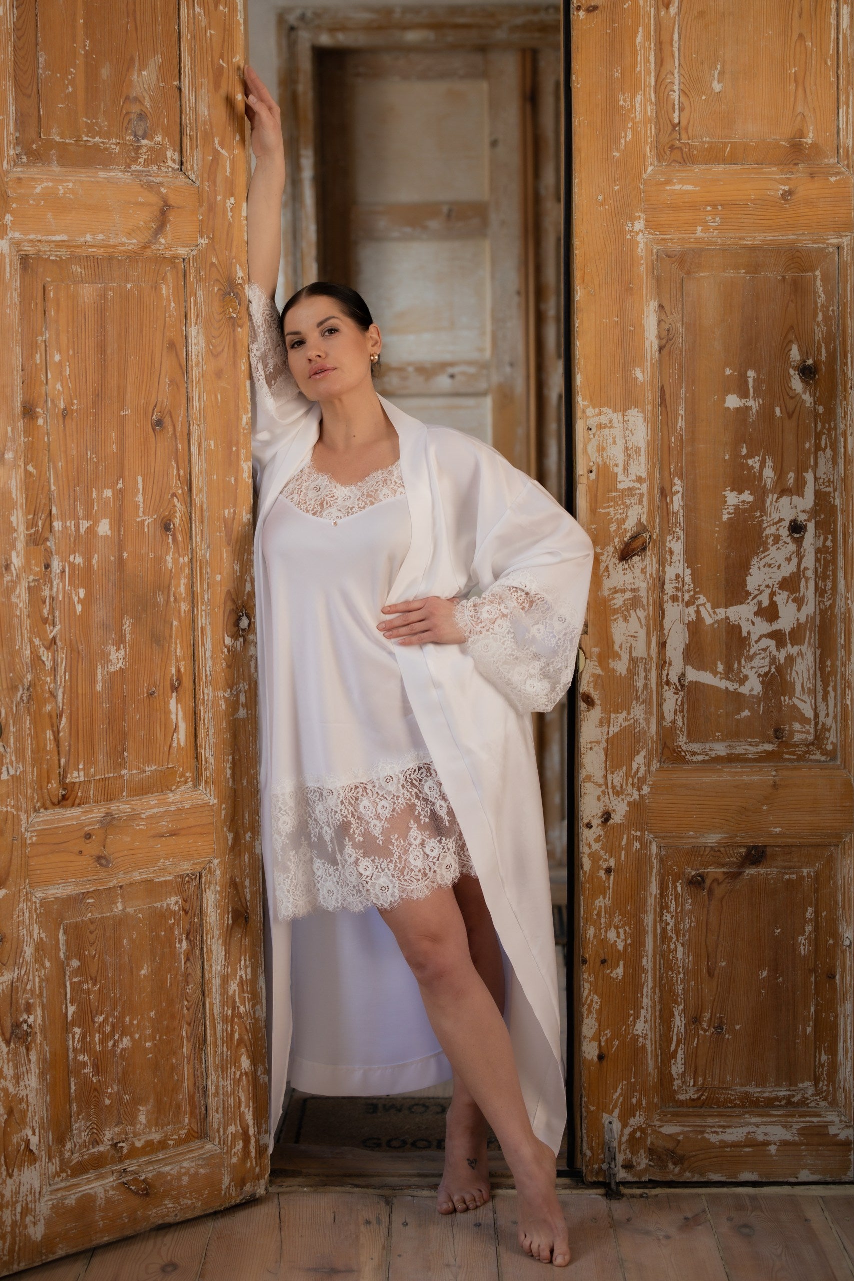 Nightwear robe set: WHITE & WHITE Long