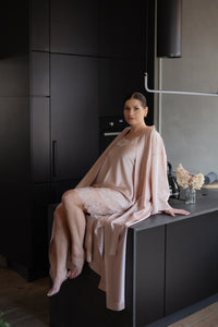 Naktsveļas komplekts:  LIGHT PINK KIMONO & PINK  long