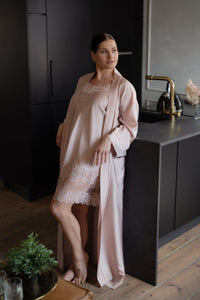Naktsveļas komplekts:  LIGHT PINK KIMONO & PINK  long