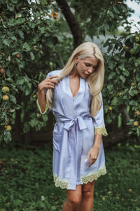 Women's robe: BLUE & LIME