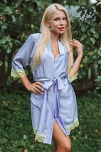 Women's robe: BLUE & LIME
