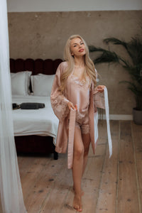Nightwear robe set: SOFT PINK & PINK FRENCH LACE PR 2