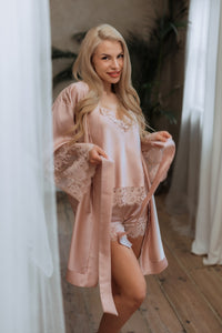 Nightwear robe set: SOFT PINK & PINK FRENCH LACE PR 2
