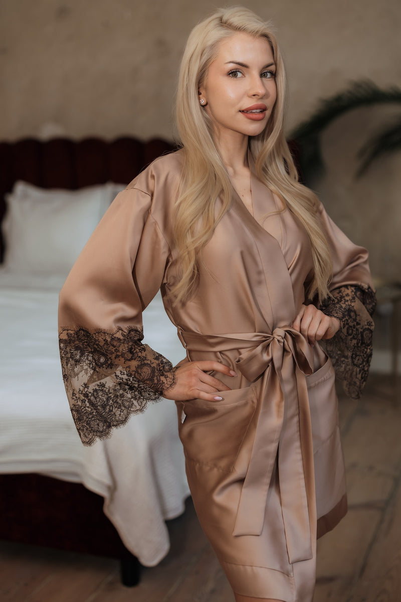 Sieviešu halāts: BROWN & FRENCH LACE double