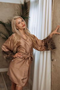 Women's robe: BROWN & FRENCH LACE