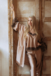 Naktsveļas komplekts: SOFT BROWN & FRENCH LACE Long