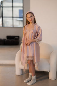 Bērnu halāts  "SOFT PINK & LATTE"