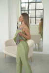 Women's long-pajama: GREEN & GRAY