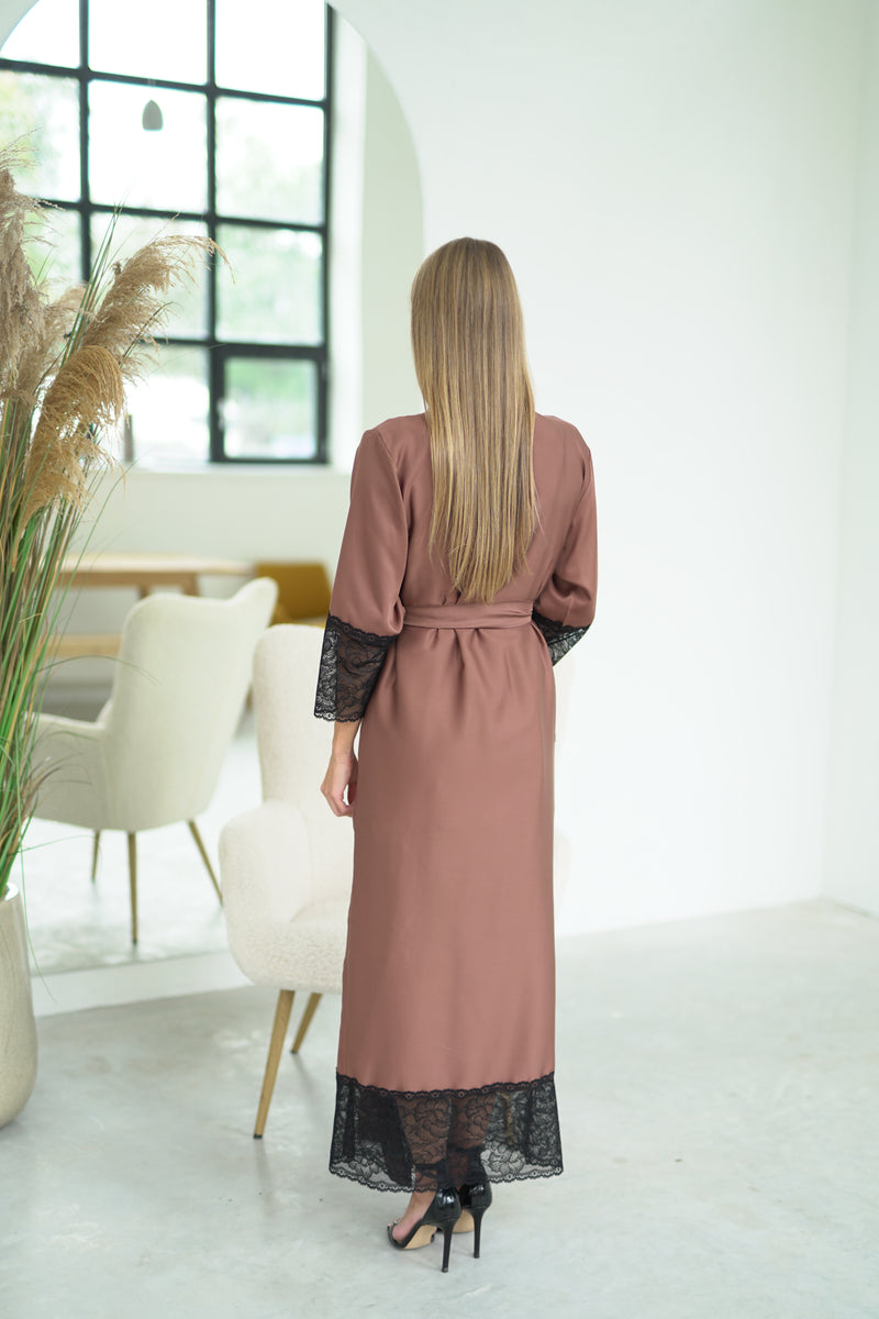 Women's long robe "BROWN&BLACK_long"