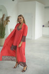 Nightwear robe set: RED & BROWN Long