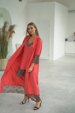 Nightwear robe set "RED&BROWN_long"