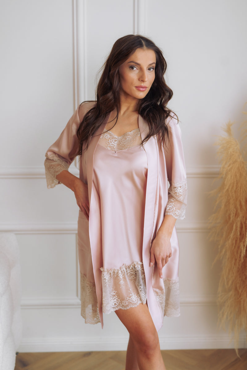 Nightwear robe set: SOFT PINK & LATTE Roll