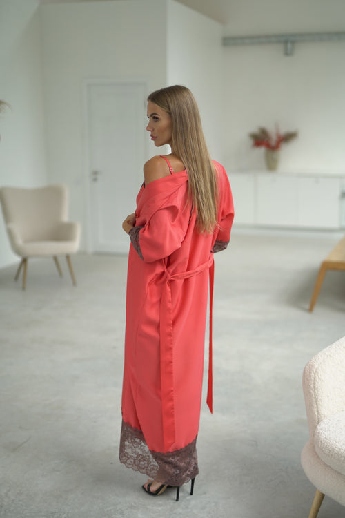 Women's long robe "RED&BROWN_long"