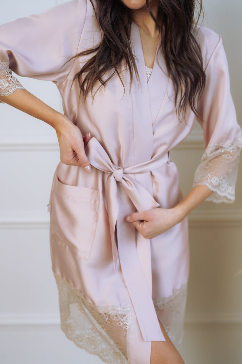 Sieviešu halāts:  SOFT PINK & LATTE
