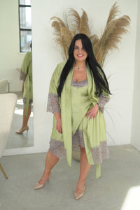 Nightwear robe set: GREEN & GRAY