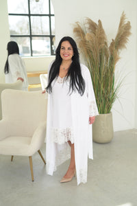 Nightwear robe set: WHITE & WHITE Long