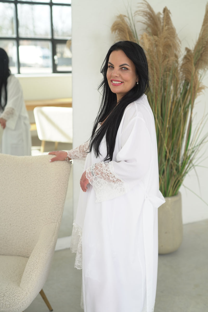 Women's long robe "WHITE&WHITE_long"