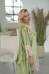 Nightwear robe set: GREEN & CHAMPAGNE Long