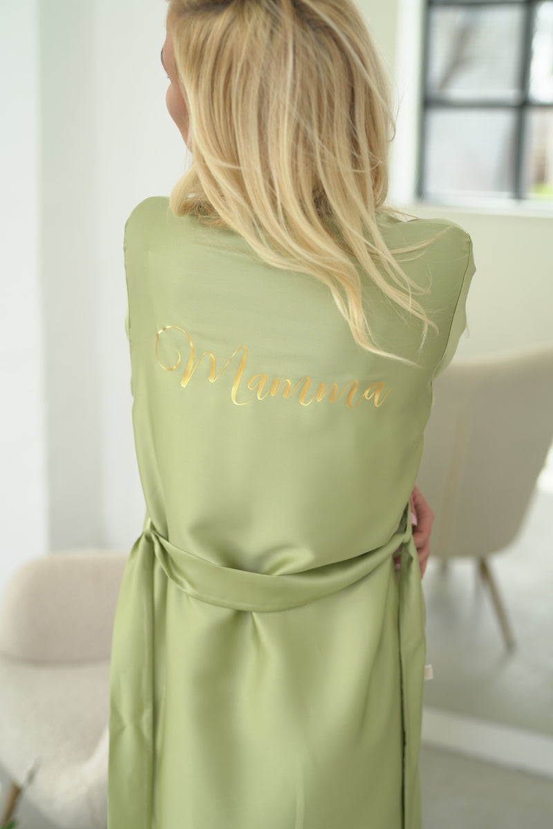 Women's long robe: GREEN & CHAMPAGNE Long & Print