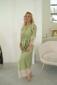 Women's long robe: GREEN & CHAMPAGNE Long & Print