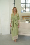 Women's long robe: GREEN & CHAMPAGNE Long