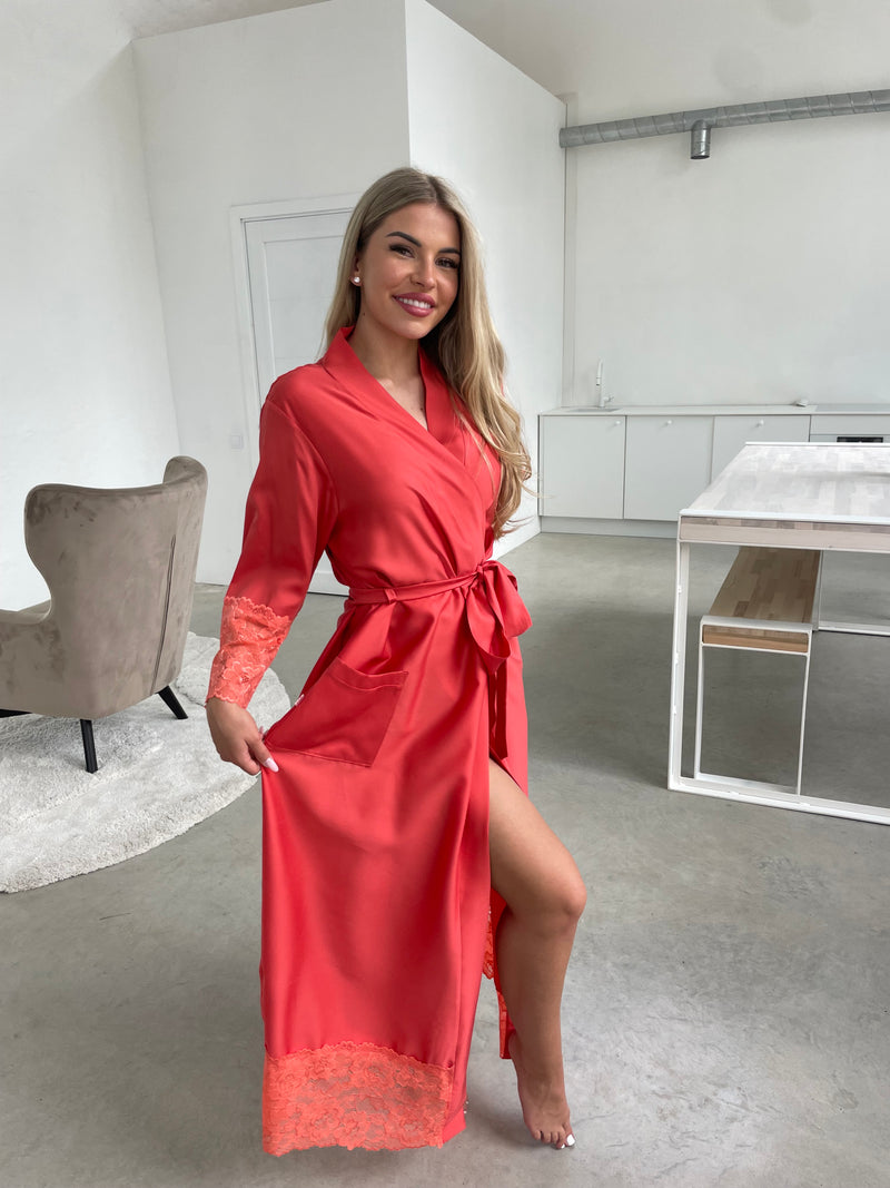 Women's long robe: RED & RED Long