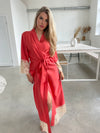 Women's long robe: RED & CHAMPAGNE Long