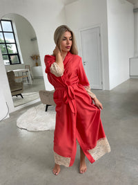 Women's long robe: RED & CHAMPAGNE Long