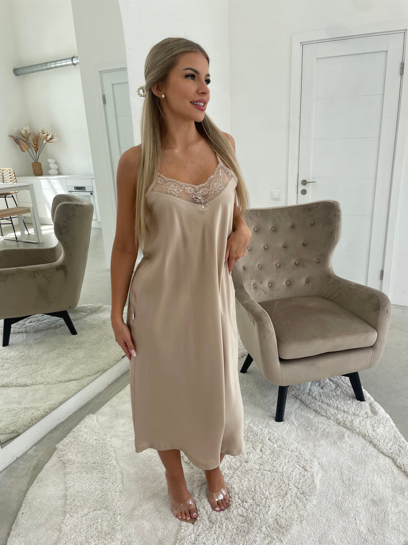 Women's nightgown: LATTE & CHAMPAGNE Long