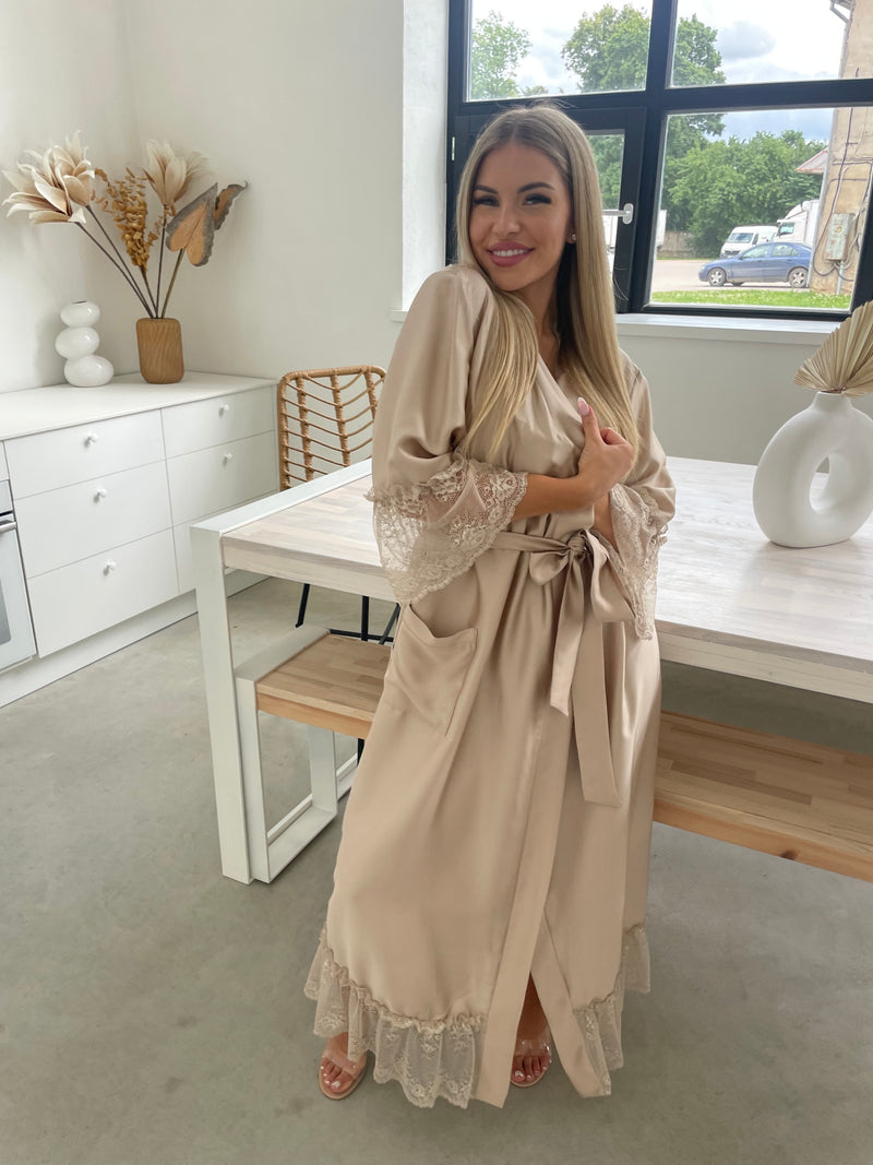 Women's long robe: LATTE & LATTE Roll Long