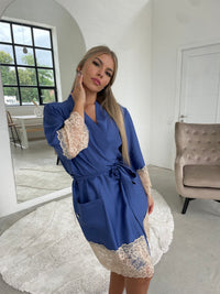 Women's robe: BLUE & CHAMPAGNE