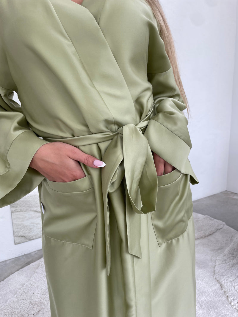 Sieviešu garais halāts: GREEN KIMONO Long