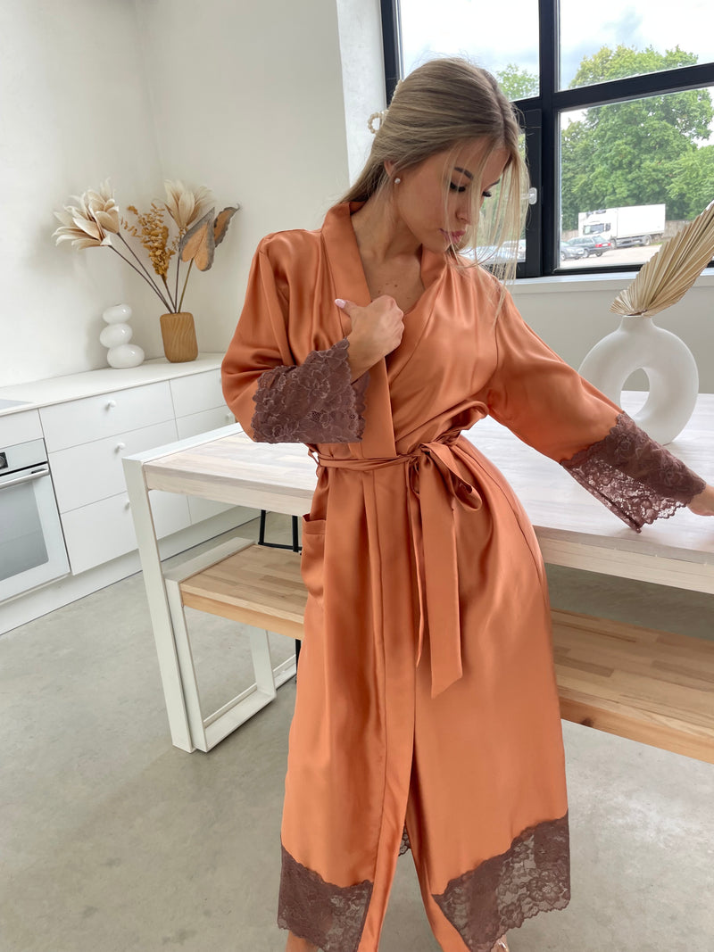 Women's long robe: BRONZE & BROWN Long