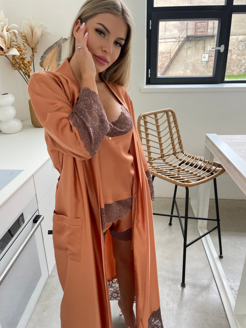 Nightwear robe set: BRONZE & BROWN Long