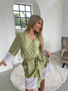 Women's robe: GREEN & WHITE