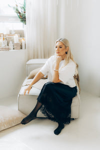 SATIN BLACK SVĀRKI & LACE long