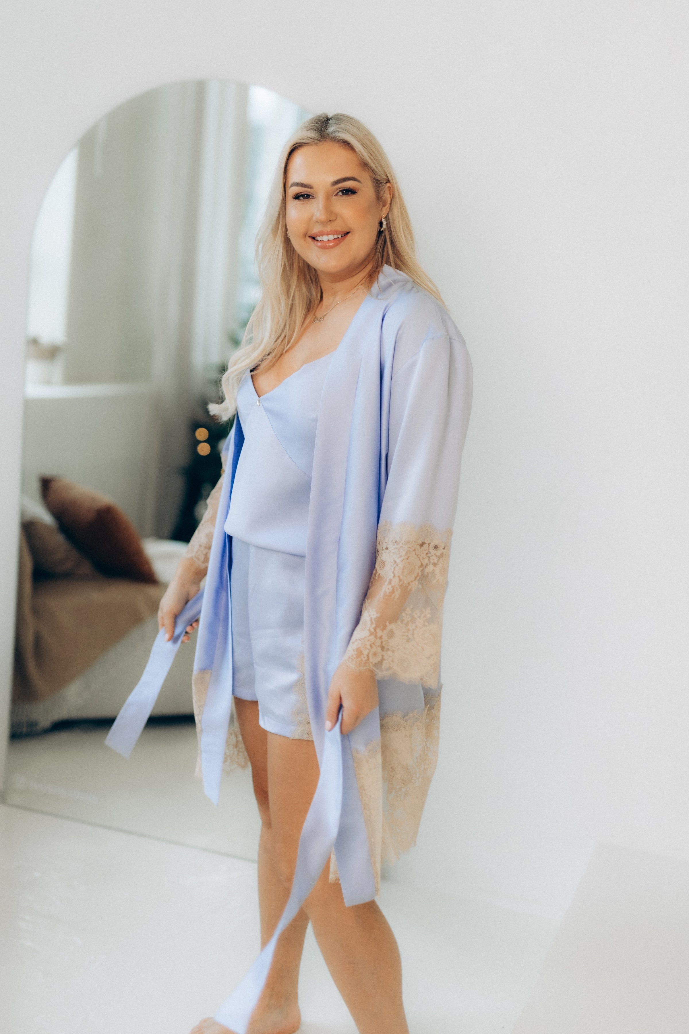 Nightwear robe set: BLUE & LIGHT CHAMPANGE