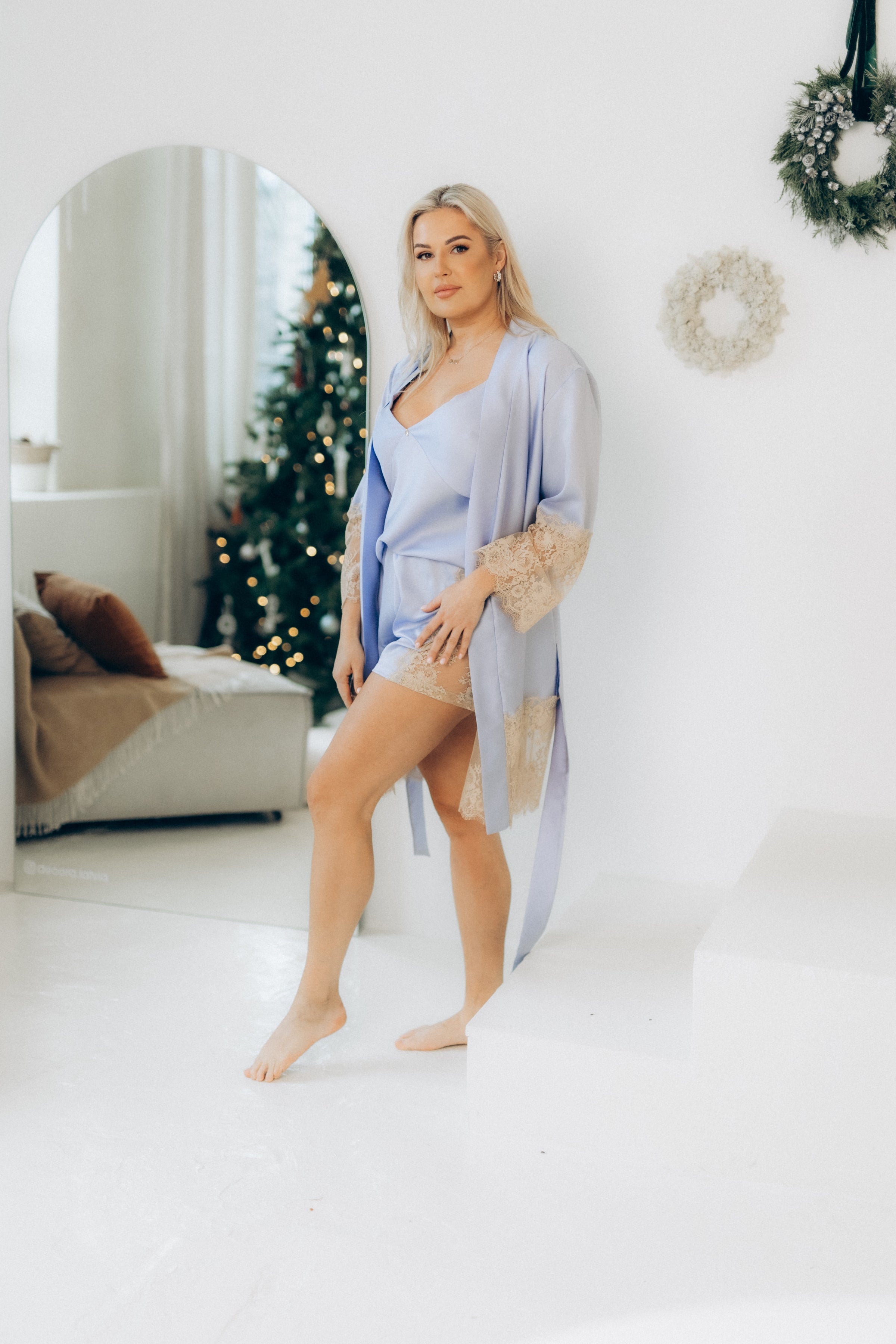 Nightwear robe set: BLUE & LIGHT CHAMPANGE