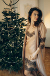 Nightwear robe set: SOFT BROWN & FRENCH LACE Long