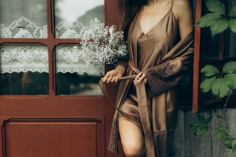 Nightwear robe set: MOONLACE (brown&brown)
