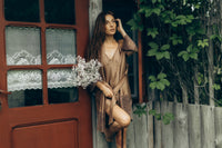Nightwear robe set: MOONLACE (brown&brown)
