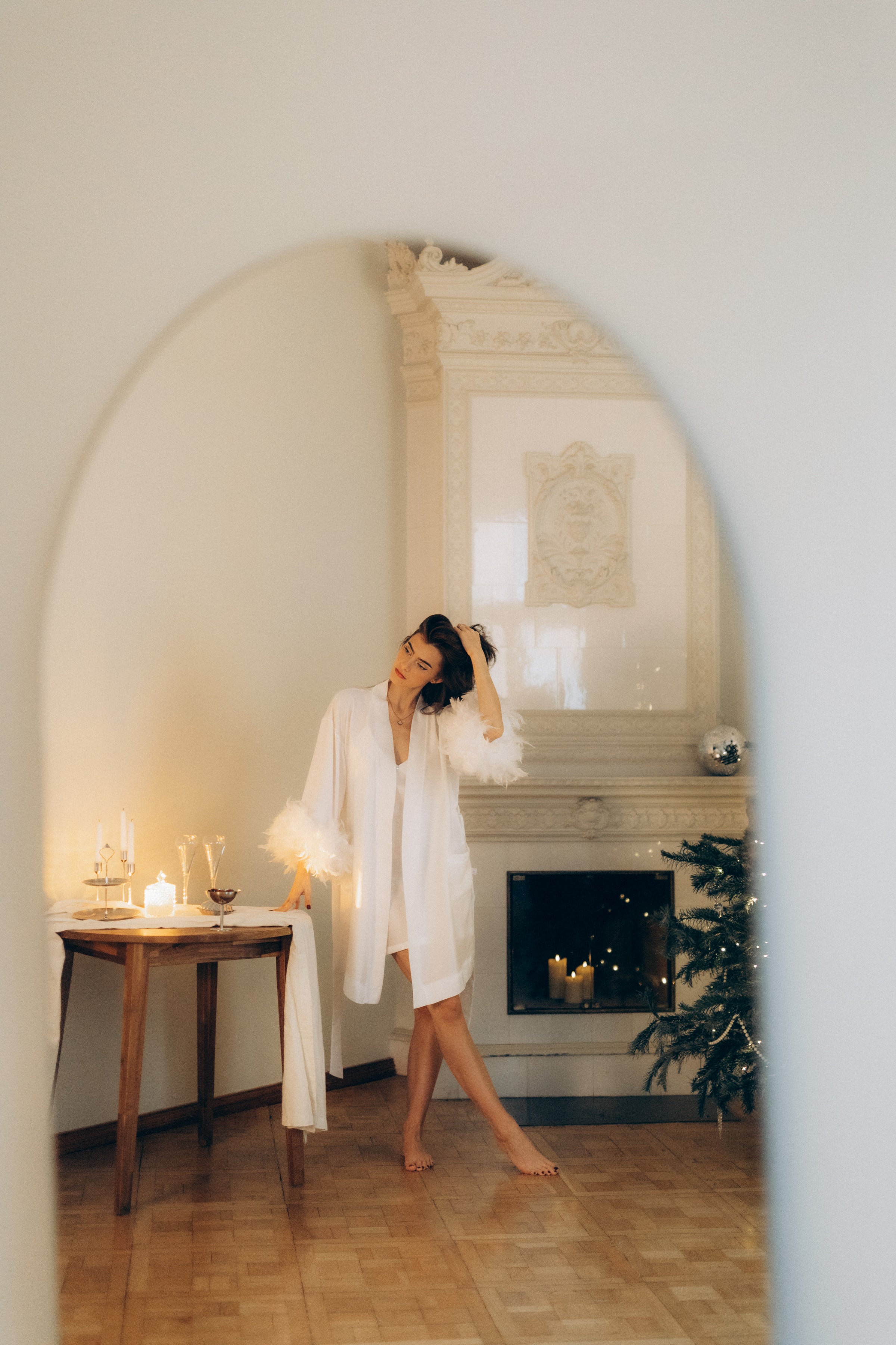 Naktsveļas komplekts: HEART pink with black feathers (long)